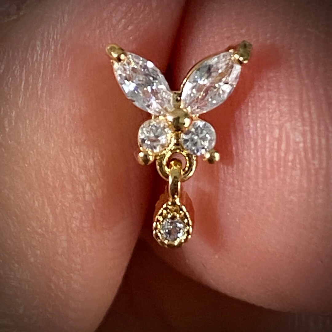 Butterfly Gold Labret, Silver Butterfly Flat Back, Rosegold Labret