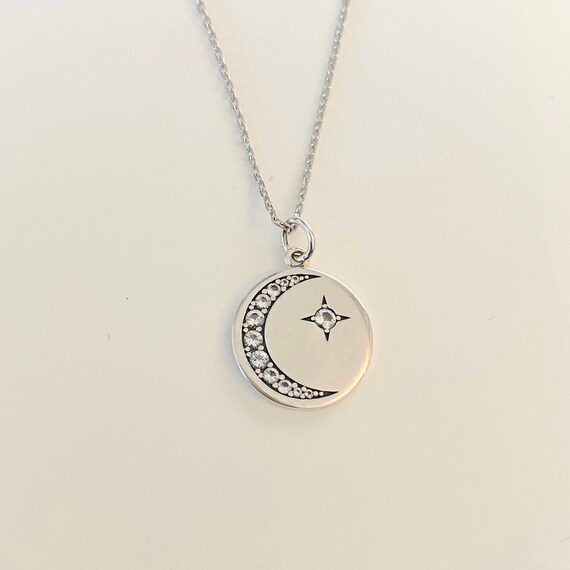 Crescent Moon Pendant, 925 Sterling Silver Half Moon Necklace, Large  Hammered Full Moon 3 Cm Lunar Phase Jewellery, Handmade in the UK - Etsy