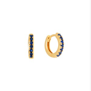 Sapphire hoop earrings , blue  earrings , minimal hoop earrings, personalised jewellery  , customize your own  earrings