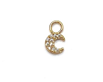 Moon CZ charm, earring charm, celestial, mix and match earrings, customized earrings, CZ charm, dangling charm earrings, gift for her