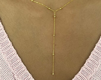 Gold  Lariat Necklace, Y Necklace, Silver  lariat Necklace, Minimal chain Necklace