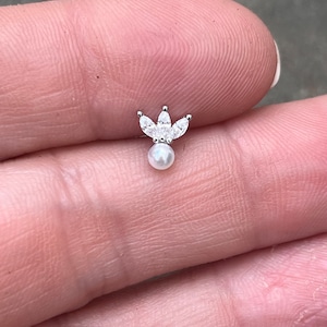 Piercing para cartílago, piercing para hélix, pendiente de perla para cartílago, pendiente para trago, piercing para hélix, joyería de oro para trago, piercing para hélix, 20 g, 0,8 mm