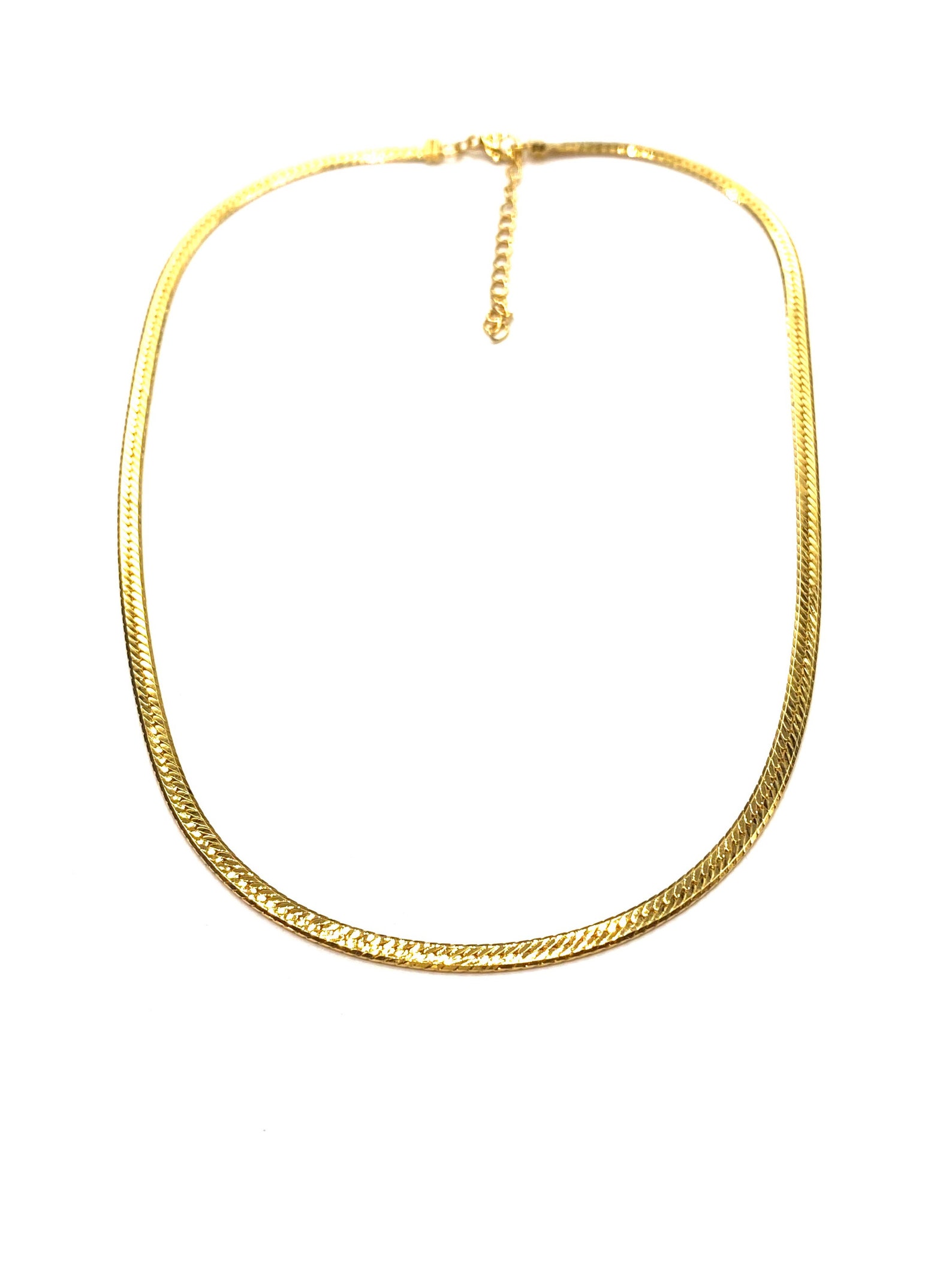 Herringbone Gold Necklace Flat Gold Necklace 18K Gold Etsy