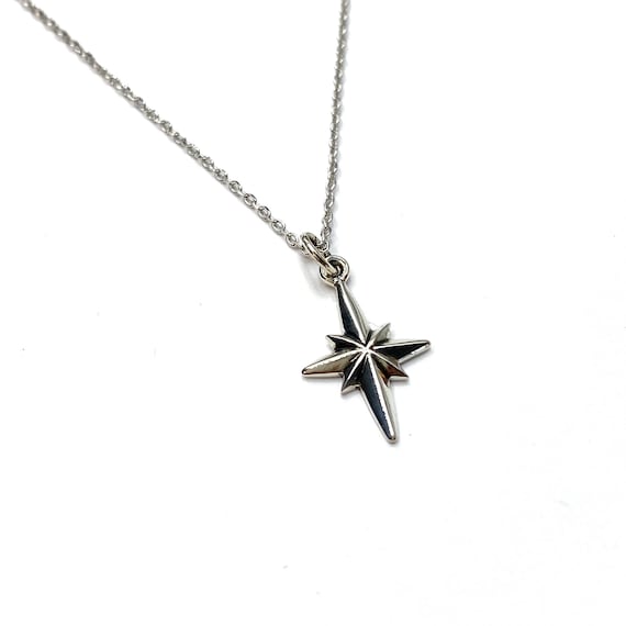 North Star Necklace, Star Silver Pendant, 8 Point Star Necklace, Starburst  Pendant, Celestial, Gift , Silver North Star Necklace - Etsy