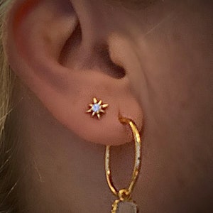 Starburst gold stud earrings, star silver CZ earrings, dainty CZ stud earrings, celestial jewellery, dainty and delicate earrings image 6