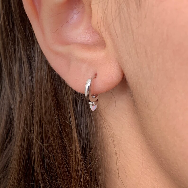 silver earrings Opal earrings hoop earrings opal earrings bullet earrings dainty earrings Hoop earrings UK,birthstone Huggies