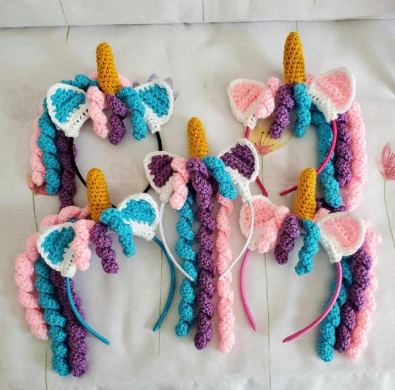 3 Élastiques Bandeaux Licorne Pour Filles - Serre-Tête Avec Oreilles Et Corne - Accessoires Fête Anniversaire