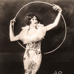 Girl with a hoop, Vintage photo
