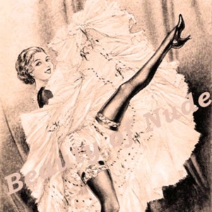Sexy cancan dancer girl drawing, Vintage Boudoir print