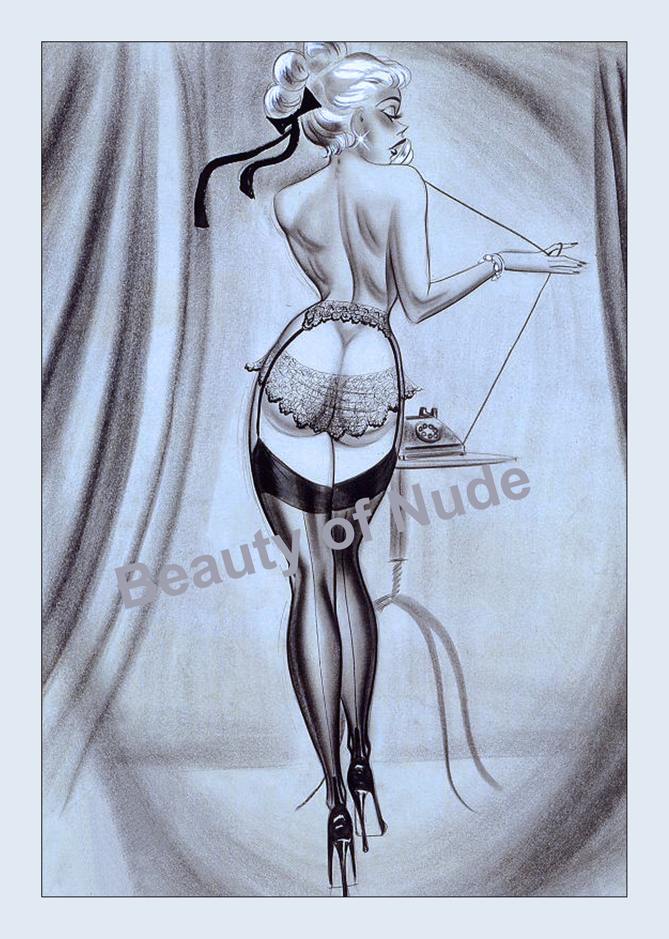 Sexy Girl in Stockings Back View. Vintage Erotic Comic' - Etsy