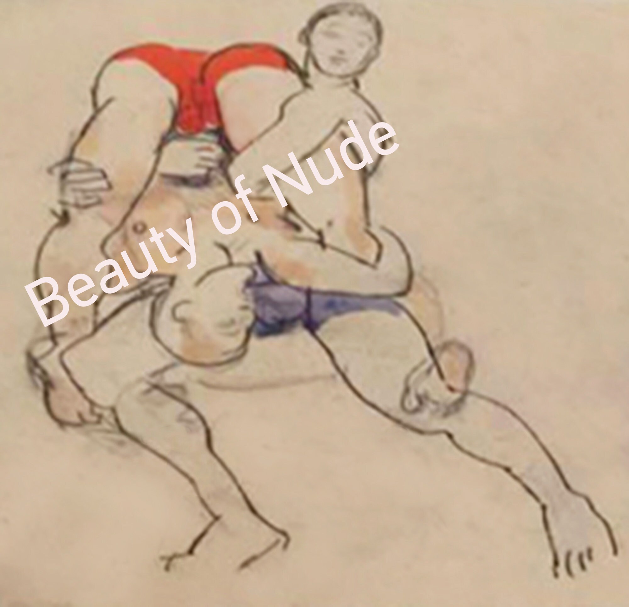 Erotic French Wrestling Vintage Art Print - Etsy