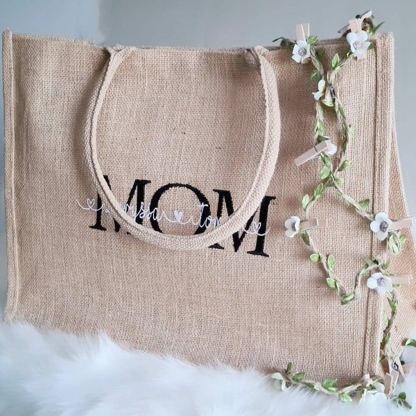 Einkaufstasche Jute Mom zum Muttertag personalisiert Geschenk Jutetasche