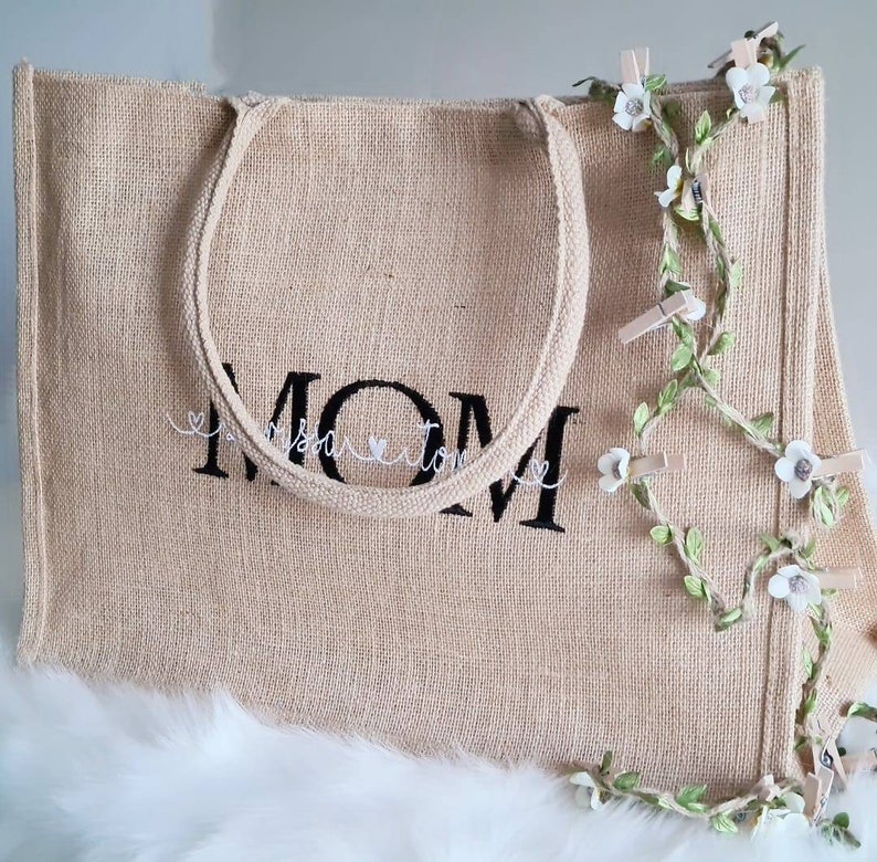 Einkaufstasche Jute Mom zum Muttertag personalisiert Geschenk Jutetasche Bild 1