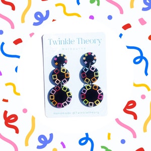 Glossy Holographic Glitter Resin Drop Dangle Earrings| Statement Earrings| Circle Earrings| Glitter Earrings| Resin Earrings| Unique