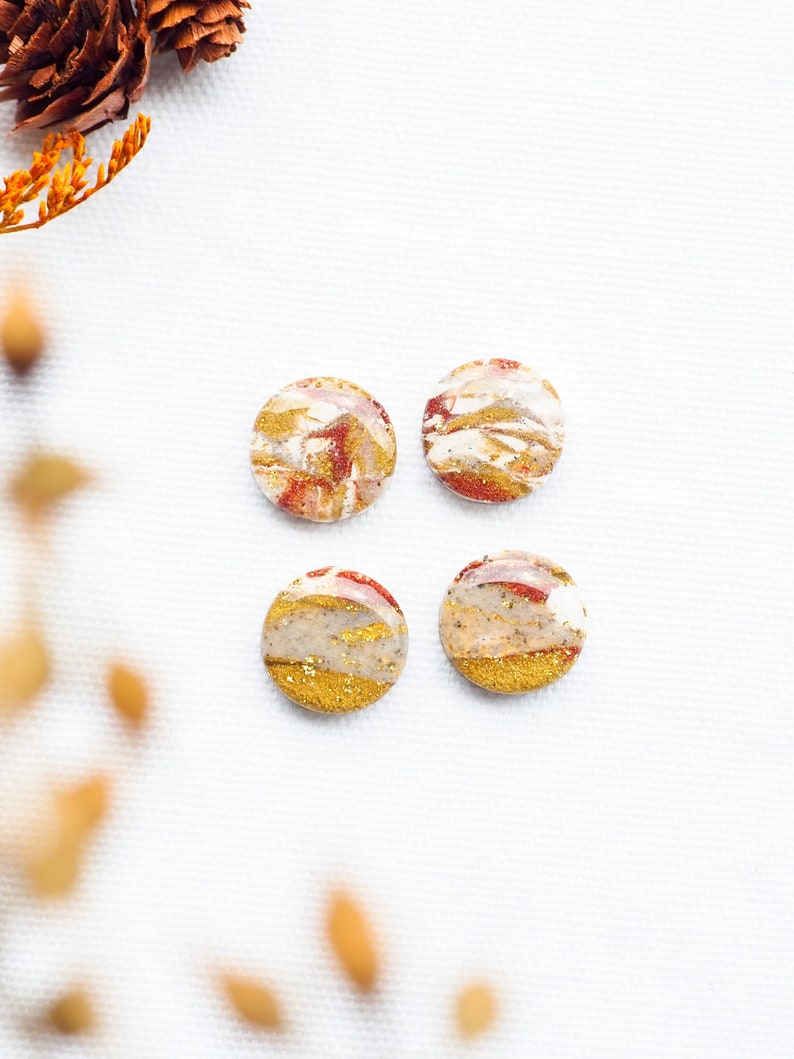 Sunset Hour Glossy Circle Studs Earrings Studs Earrings Polymer Clay Earrings Resin Earrings Gift for Her Handmade Earrings Unique image 1