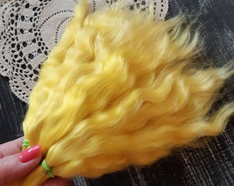 Doll hair. Mohair doll hair. (Yellow) Mohair strands Mohair lock Мohair curls Reborn hair Paola hair Mohair wig bjd wig sd wig