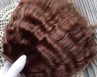 Mohair inslag. Mokka.  Mohair poppenhaar biologisch.