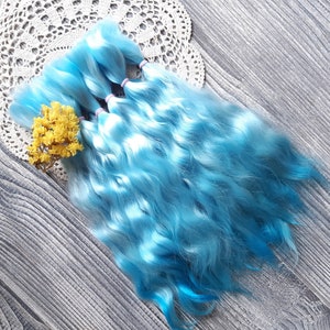 Doll hair (Sky blue) organic hair. Doll Reborn hair doll Paola hair doll Mohair wig natural mohair doll Waldorf hair wool doll hair