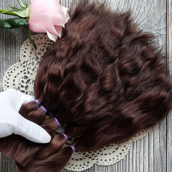 Mohair doll hair. (Chocolate) Organic Doll hair. Doll hair Mohair strands Mohair lock Мohair curls Reborn hair Paola hair Mohair wig