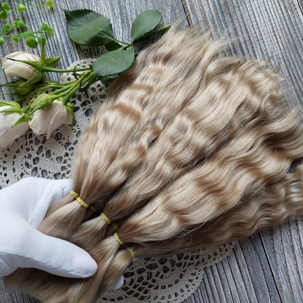 Mohair doll hair (wheat) Doll hair art doll doll wig doll mohair doll making blythe doll hair  ooak doll wool doll hair