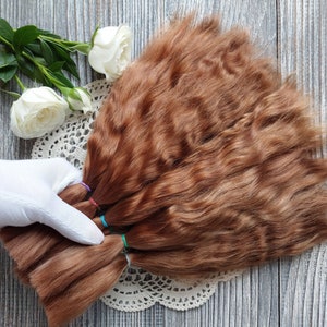 Mohair doll hair (Golden chestnut) organic hair. Doll Angora hair Mohair strands Mohair lock Мohair curls Reborn hair Paola hair Mohair wig