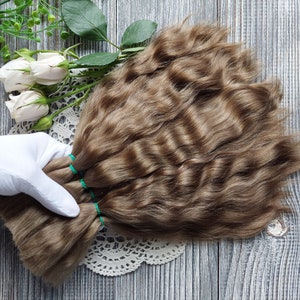 Mohair doll hair (Brown) organic hair. Doll hair. Angora hair Mohair strands Mohair lock Мohair curls Reborn hair Paola hair Mohair wig
