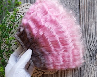Mohairväft. Askrosa. Mohair dockhår ekologiskt. Väft Mohair trådar