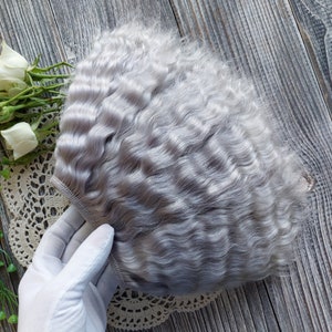 Trama de mohair. Cabello de muñeca de mohair. (Ceniza) Hebras de mohair Mechón de mohair Blythe reroot Trama de cabello Reborn Cabello Paola Mohair Mohair reborn