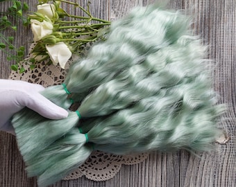 Mohair Doll hair (Emerald) natural hair. Doll Reborn hair doll Paola hair doll Mohair wig natural mohair doll Waldorf hair wool doll hair
