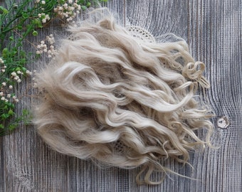 Mohair-Puppenhaar - Ungewaschene, ungekämmte, ungefärbte Angora-Ziege-Schlösser für die Perückenherstellung und die Herstellung von Puppenhaaren. 500gr. von