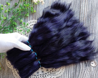 Mohair Doll Hair (Navy blue) – Curly or Straight Mohair for Doll Wig Making, Premium Natural Fiber for DIY Dolls