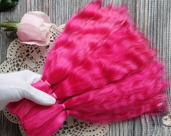 Cabello de Muñeca (Fucsia): Mohair Premium para Pelucas de Muñeca, Mechones Naturales para Pelucas DIY y Creaciones Artesanales