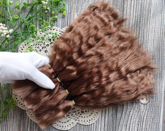 Mohair Doll Hair (Chocolate-brown) – Hand Dyed Mohair Locks for Doll Hair, Wig Making Material and Crafting Supplies