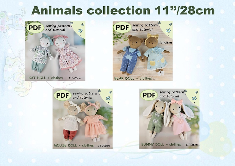 Bear Doll Sewing Pattern PDF | Boy and Girl Teddy Bear With Clothes ...