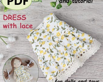 Doll Dress Sewing Pattern PDF. Lace Doll Clothes Tutorial for 6.4"/16cm