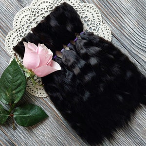 Mohair strands prepared for Blythe doll hair reroot