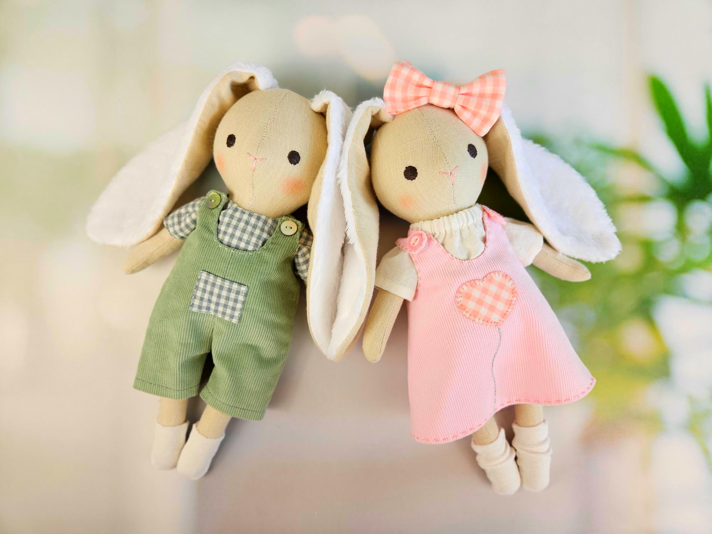 Bunny Sewing Pattern PDF – Fabric Rabbit Toy + Clothes Tutorial, DIY ...