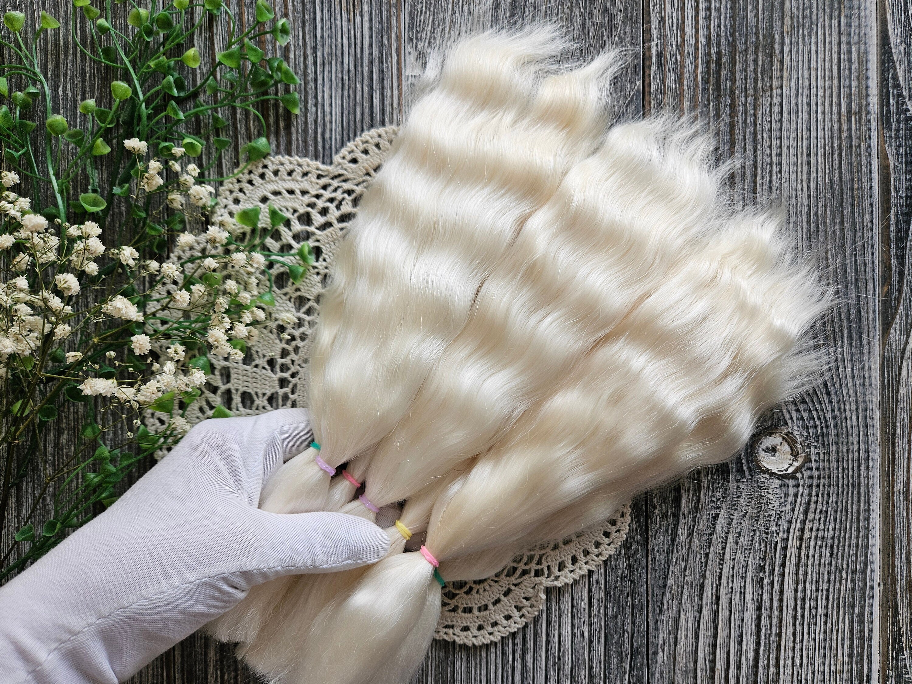 Mohair doll hair (Blond) organic hair. Doll hair. Blythe Doll hair BJD head Mohair wig Blythe Mohair locks Reborn mohair