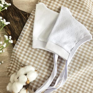 Reborn Doll Bonnet – Baumwoll Bindemütze für 34–36 cm Kopf | Weiß oder Weiß durchbrochen