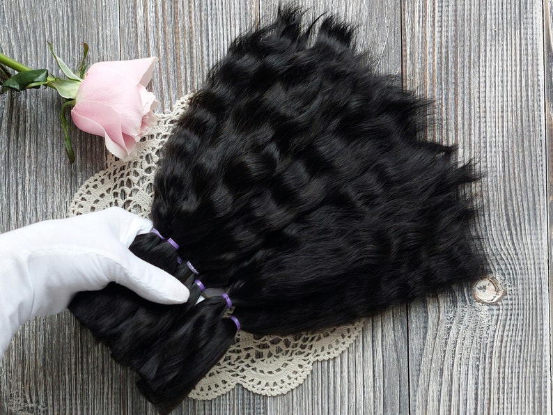 Craft supplies set with natural mohair doll hair bundle