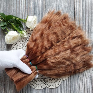 Doll hair. Made from natural Angora goat hair. Perfectly suitable as a hair for dolls. Mohair doll hair is also great for making doll wigs.