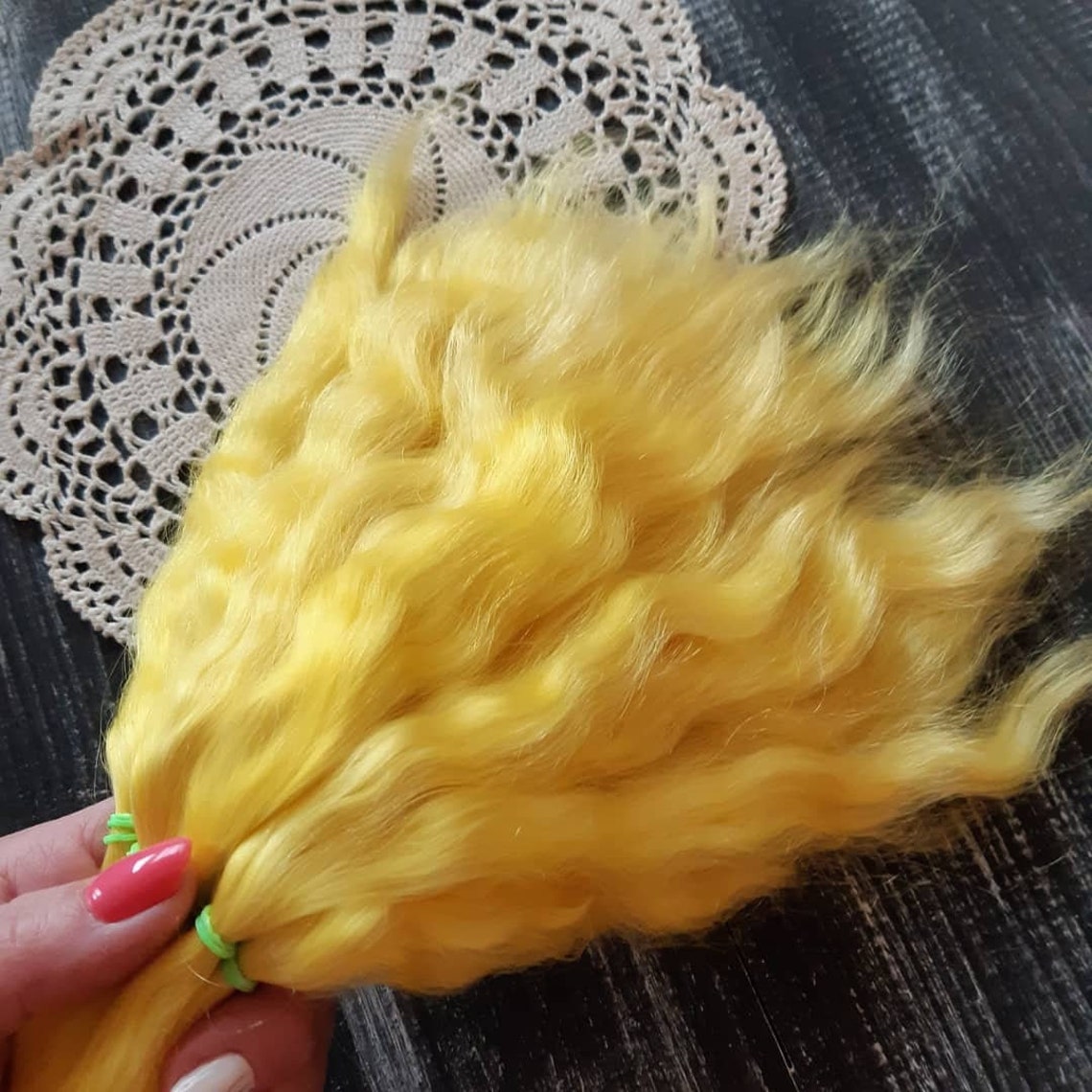 Doll Hair. Mohair Doll Hair. yellow Mohair Strands Mohair Etsy