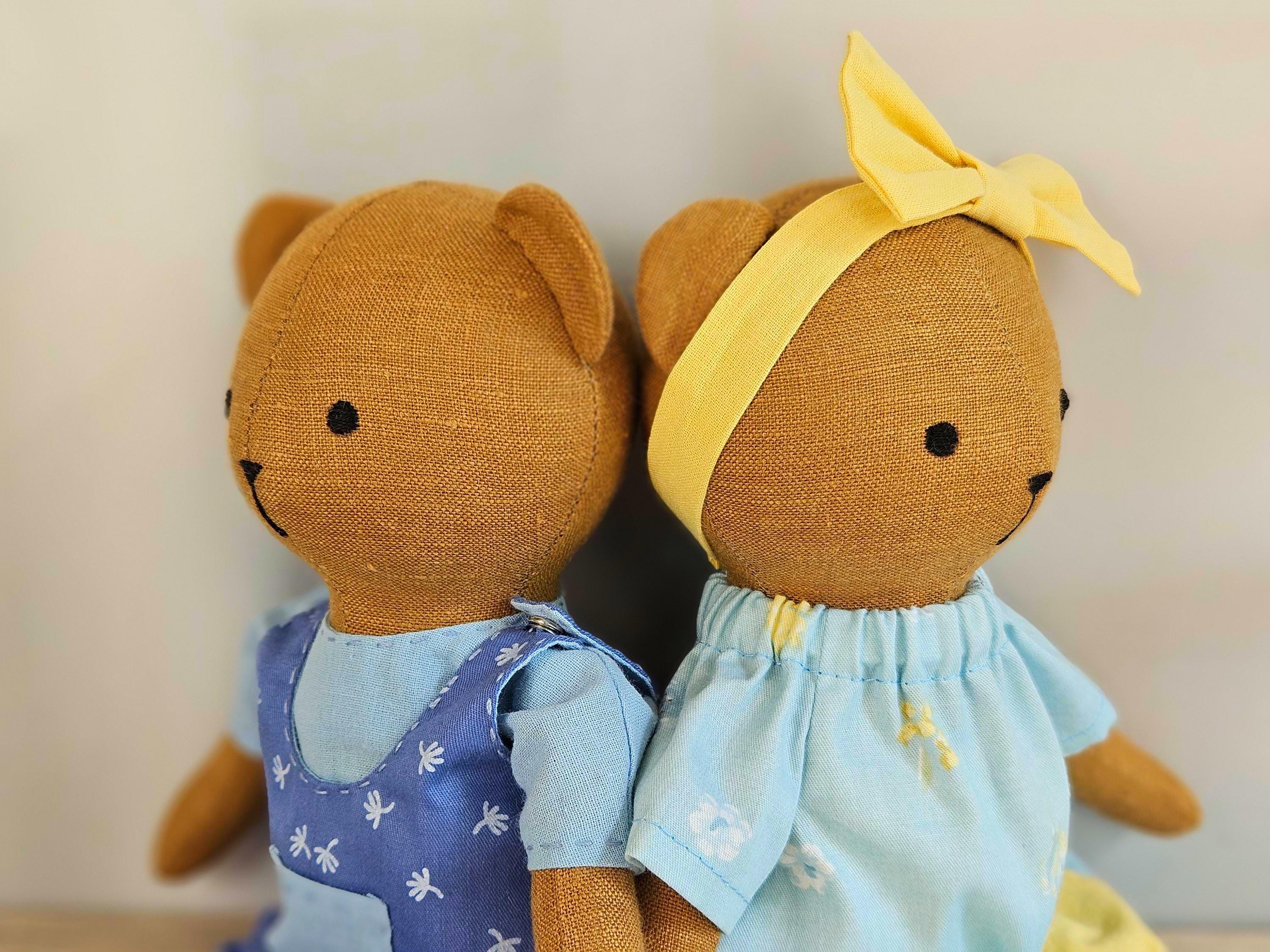 Bear Doll Sewing Pattern PDF | Boy and Girl Teddy Bear With Clothes ...