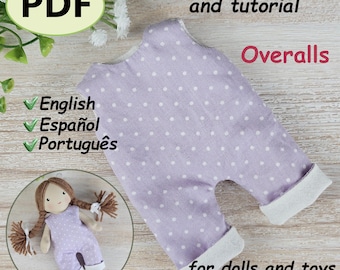 Overall Schnittmuster PDF | 16 cm Puppenkleidung | Puppenstrampler Anleitung | Zum Selberdrucken