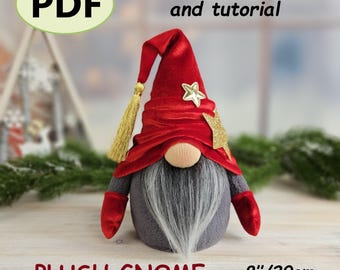 Christmas Gnome Sewing Pattern PDF | 20 cm Plush Scandinavian Gnome with Detailed Tutorial