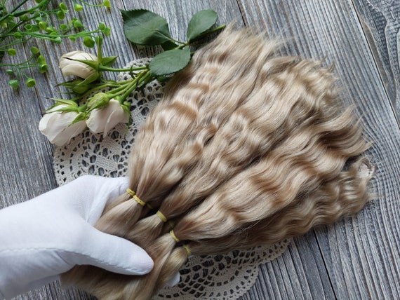 Mohair doll hair (wheat) Doll hair art doll doll wig doll mohair doll making blythe doll hair  ooak doll wool doll hair