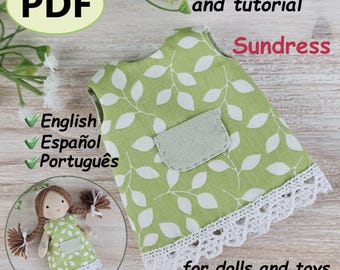 Doll Dress Sewing Pattern PDF. Doll Clothes Pattern for 6.4"/16cm + Doll Dress Tutorial