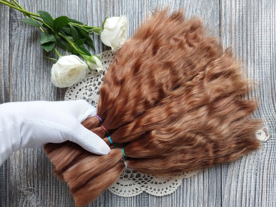 Mohair doll hair (Golden chestnut) organic hair. Doll Angora hair Mohair strands Mohair lock Мohair curls Reborn hair Paola hair Mohair wig