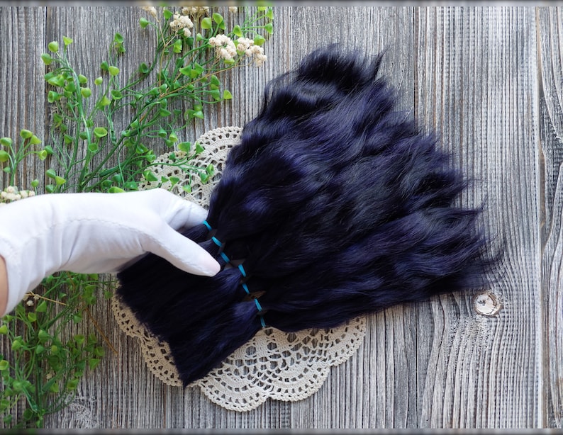 Straight natural mohair doll hair locks