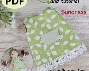 Doll Dress Sewing Pattern PDF. Doll Clothes Pattern for 6.4"/16cm + Doll Dress Tutorial